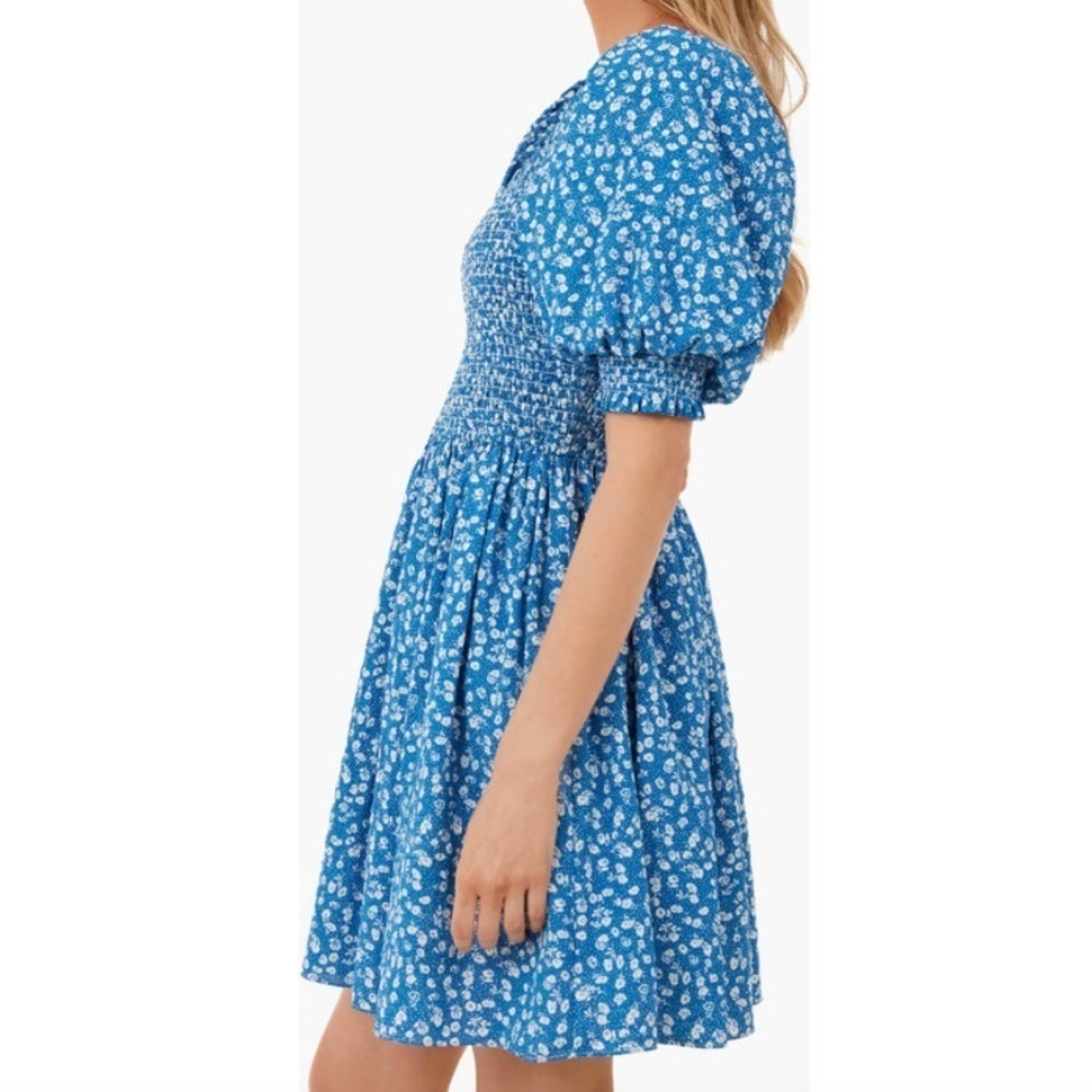 NEW Hyacinth House Floral Puff Sleeve Mini Dress Women’s S Blue Tuckernuck Party - Picture 3 of 16